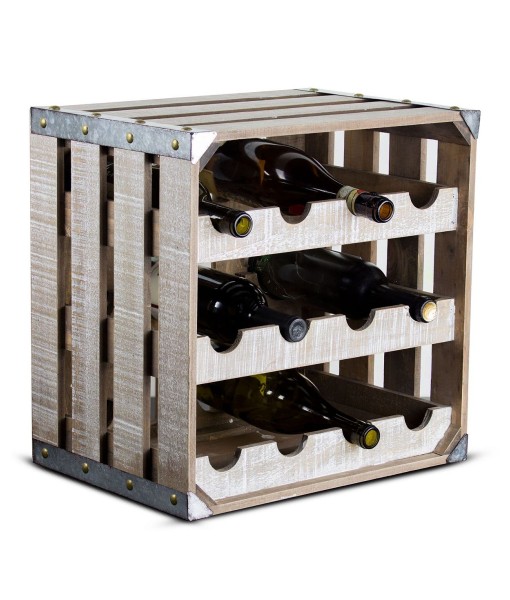 American Art Decor Rustic Wood 12 Bottle Wine Rack