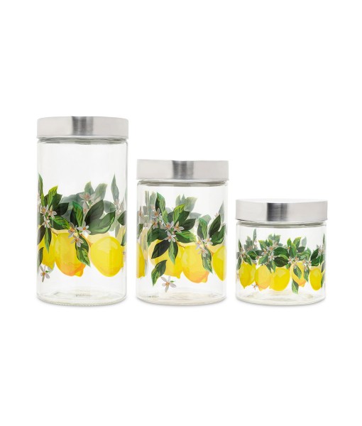 Lemon Glass Canisters Set  3 Piece