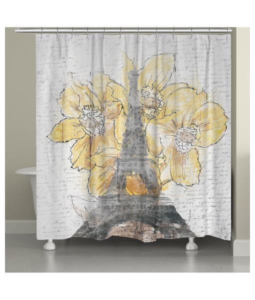 Daffodil Blooms Eiffel Tower Shower Curtain